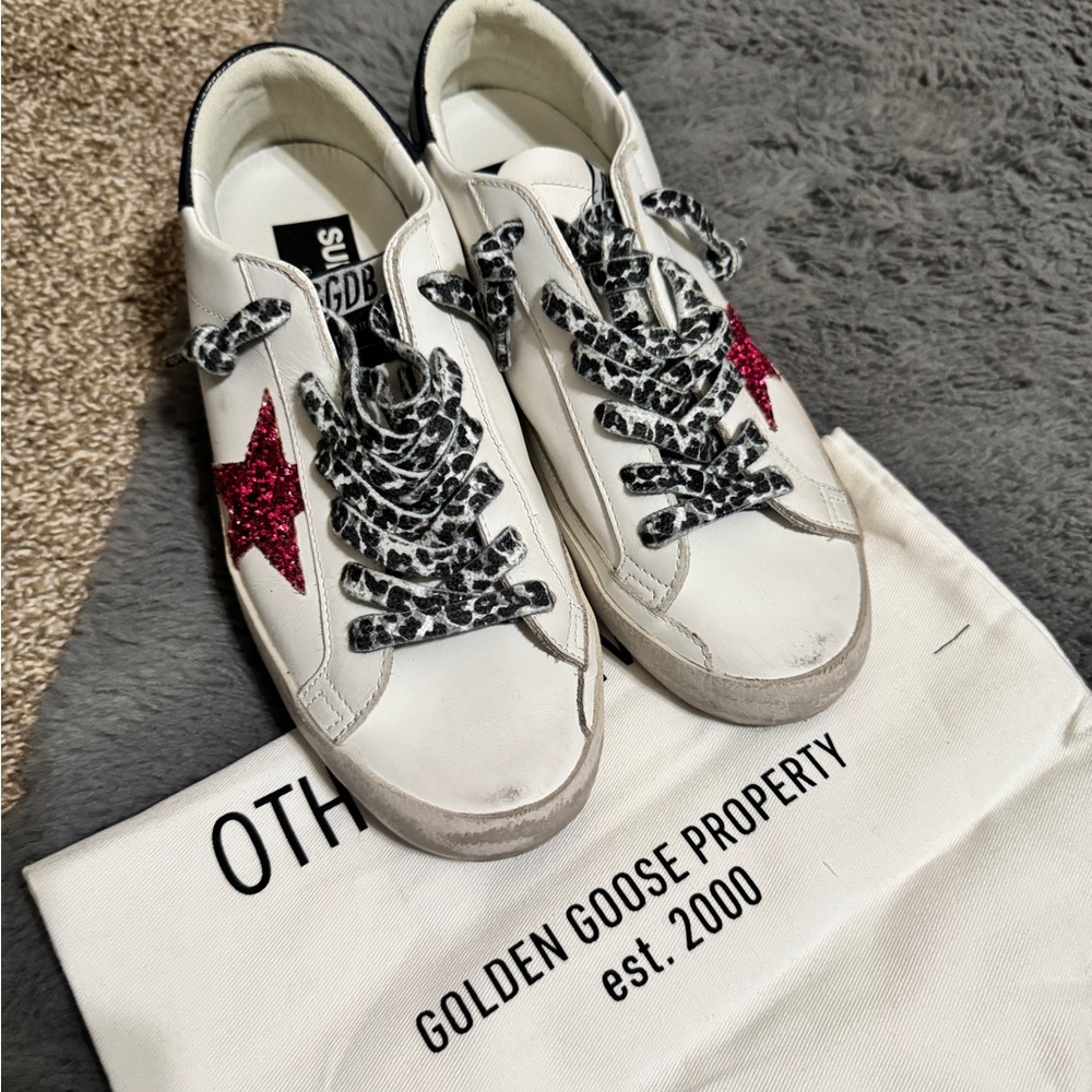 Golden Goose Women's White and Red Sneakers
